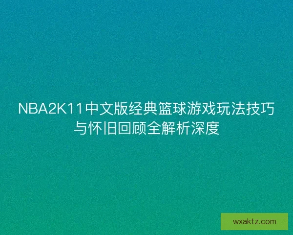 NBA2K11中文版经典篮球游戏玩法技巧与怀旧回顾全解析深度