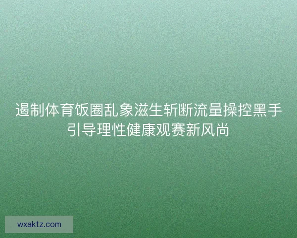 遏制体育饭圈乱象滋生斩断流量操控黑手引导理性健康观赛新风尚